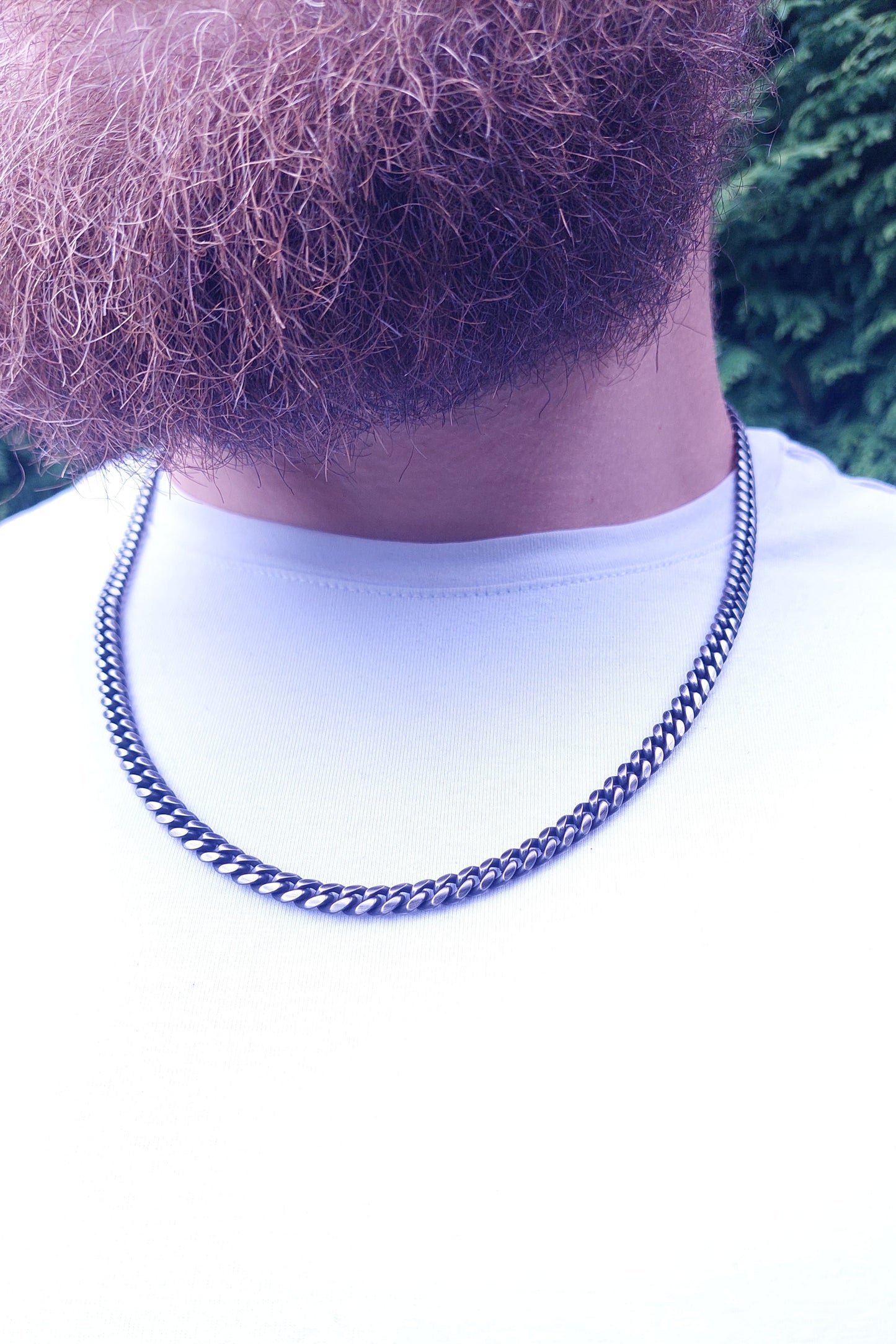 Panzerkette aus geschwärztem Edelstahl - massiv, 6 mm