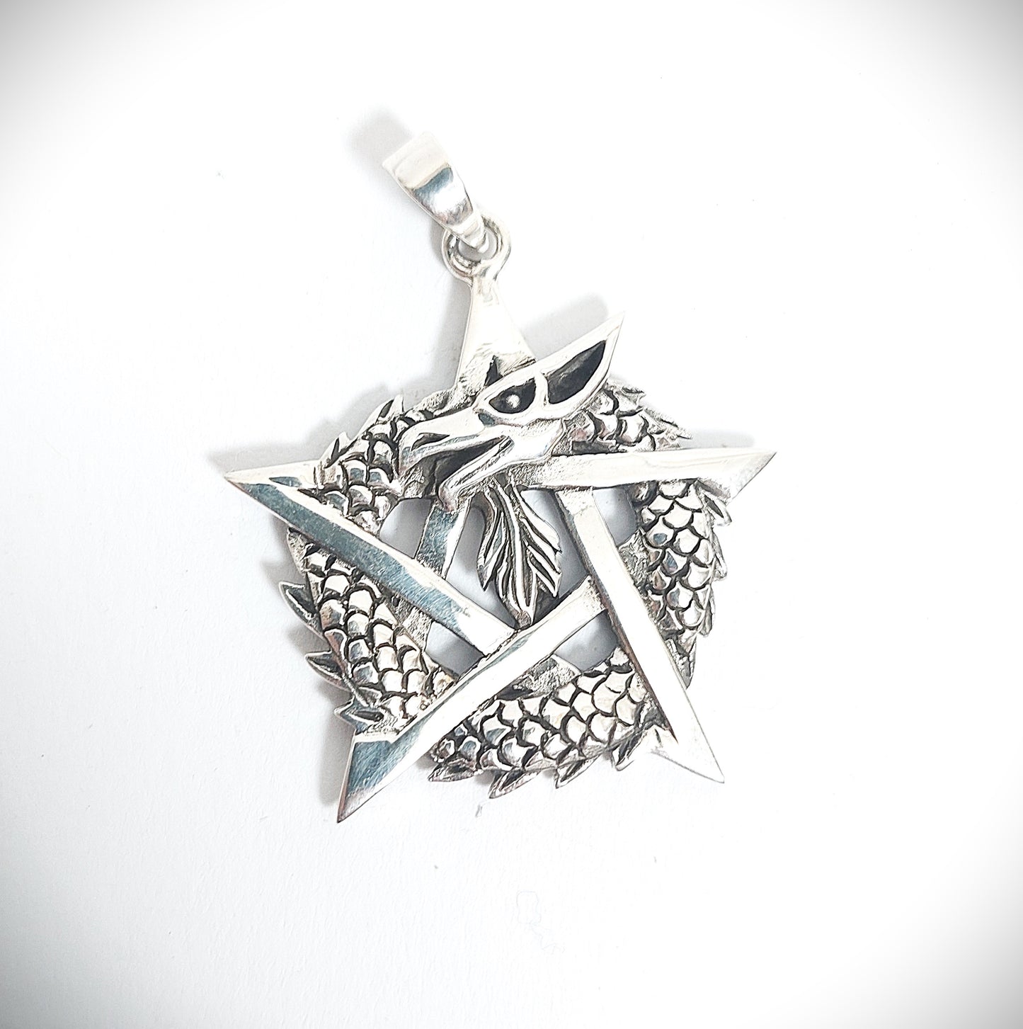 Drachenpentagram - Massiver Silberanhänger