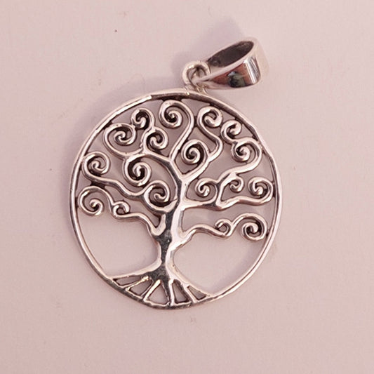Baum des Lebens geschwungen - Sterlingsilber Anhänger