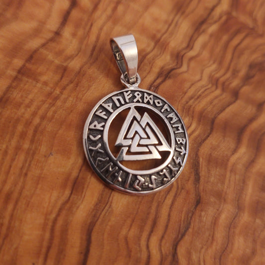 Wotansknoten Valknut im Runenkreis - Kraftamulett