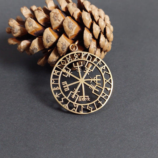 Vegvisir im Runenkreis aus Bronze