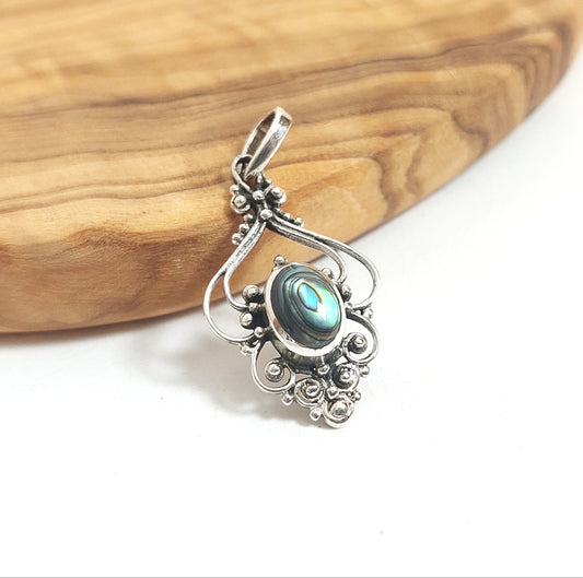 Schmuckanhänger Abalonemuschel in Silber eingefasst