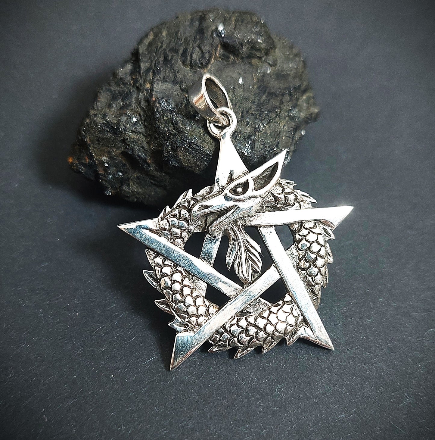 Drachenpentagram - Massiver Silberanhänger