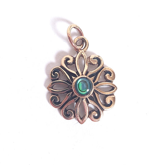 Blume der Liebe - Bronzeanhänger mit Abalonemuschel