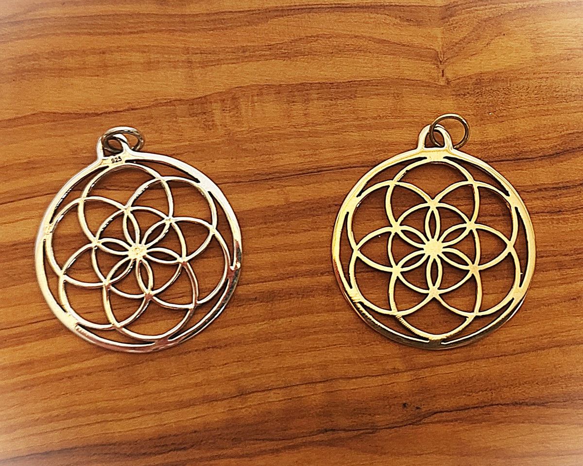 Filigrane Blume des Lebens aus Sterlingsilber oder Bronze
